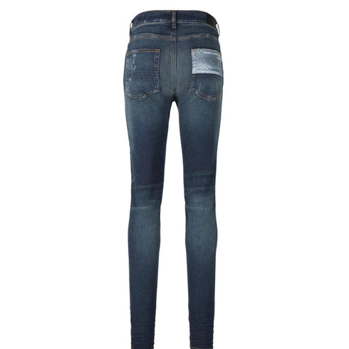 Amiri Paisley MA Art Patch Straight Fit Deep Classic Blue Denim Jeans W30 L32 / 32L